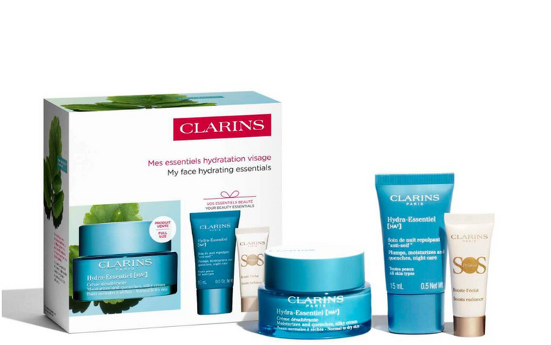 COFFRET - CLARINS - HYDRA-ESSENTIEL CREME 50ML + HE NUIT 15ML + WHITE SOS PRIMER